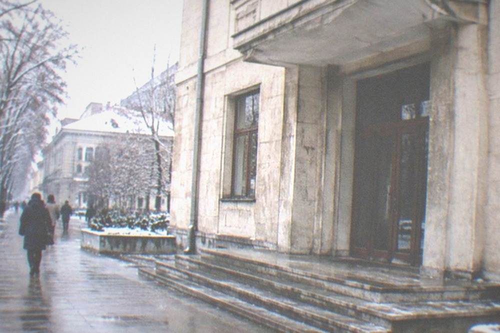 Exhibition room in the Memorial Museum of the Revolution with photographs and documents from December 1989